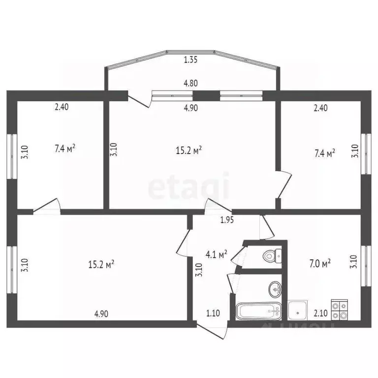 4-к кв. Московская область, Яхрома Дмитровский муниципальный округ, ... - Фото 2