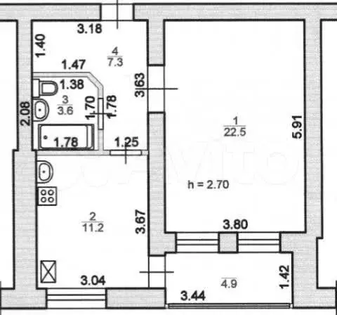 1-к. квартира, 47 м, 2/9 эт. - Фото 0