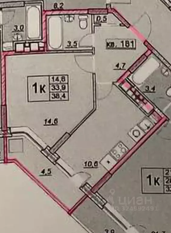 1-к кв. Удмуртия, Ижевск 7-я Подлесная ул., 97 (34.0 м) - Фото 2