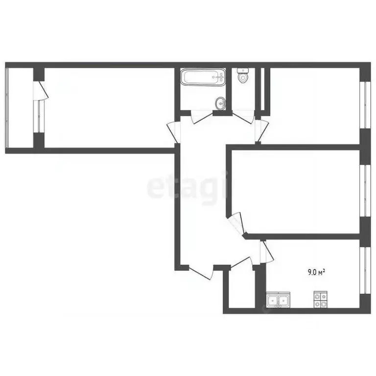 3-к кв. Татарстан, Набережные Челны 52-й комплекс, 13 (66.8 м) - Фото 2