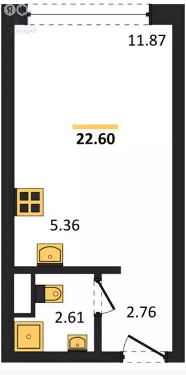 Квартира-студия: Воронеж, Цимлянская улица, 10 (22.6 м) - Фото 0