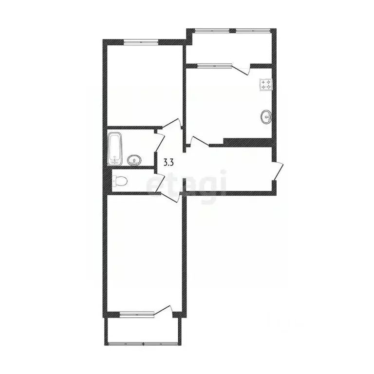 2-к кв. Костромская область, Кострома Давыдовский-3 мкр, 9 (61.1 м) - Фото 1