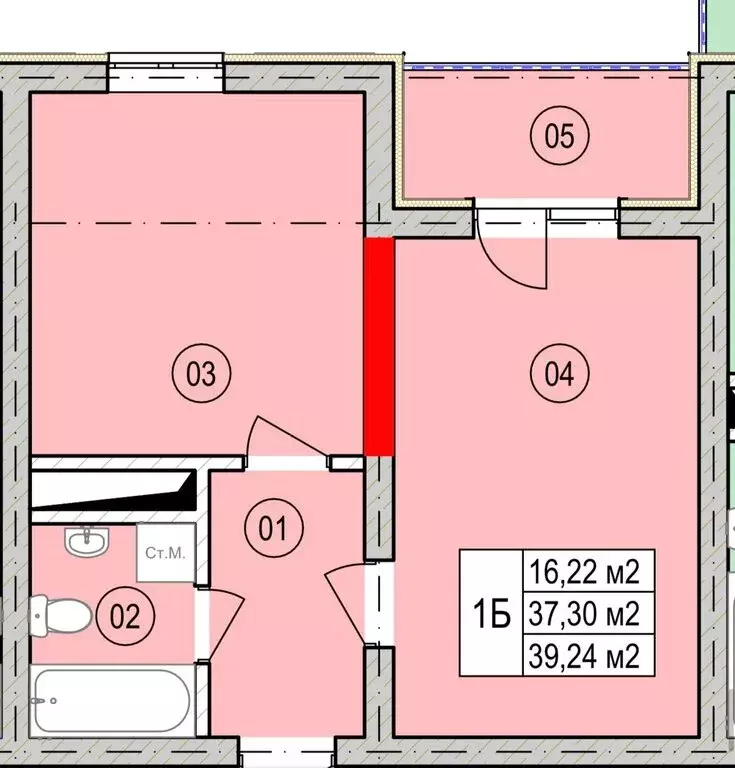 1-комнатная квартира: Грозный, улица Л.И. Яшина, 30 (39.24 м) - Фото 1