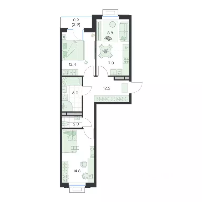 3-к кв. Московская область, Раменское G3 Михалевич жилой комплекс ... - Фото 1