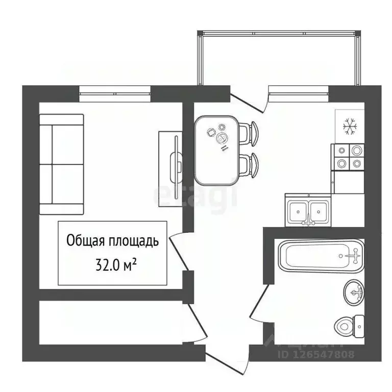 1-к кв. Новосибирская область, Новосибирск ул. Палласа, 1 (32.0 м) - Фото 2