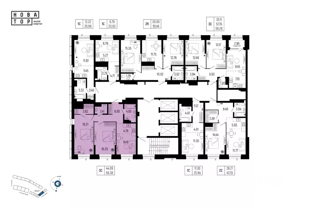 3-к кв. Башкортостан, Уфа Глумилино-1 мкр, Новатор жилой комплекс ... - Фото 2