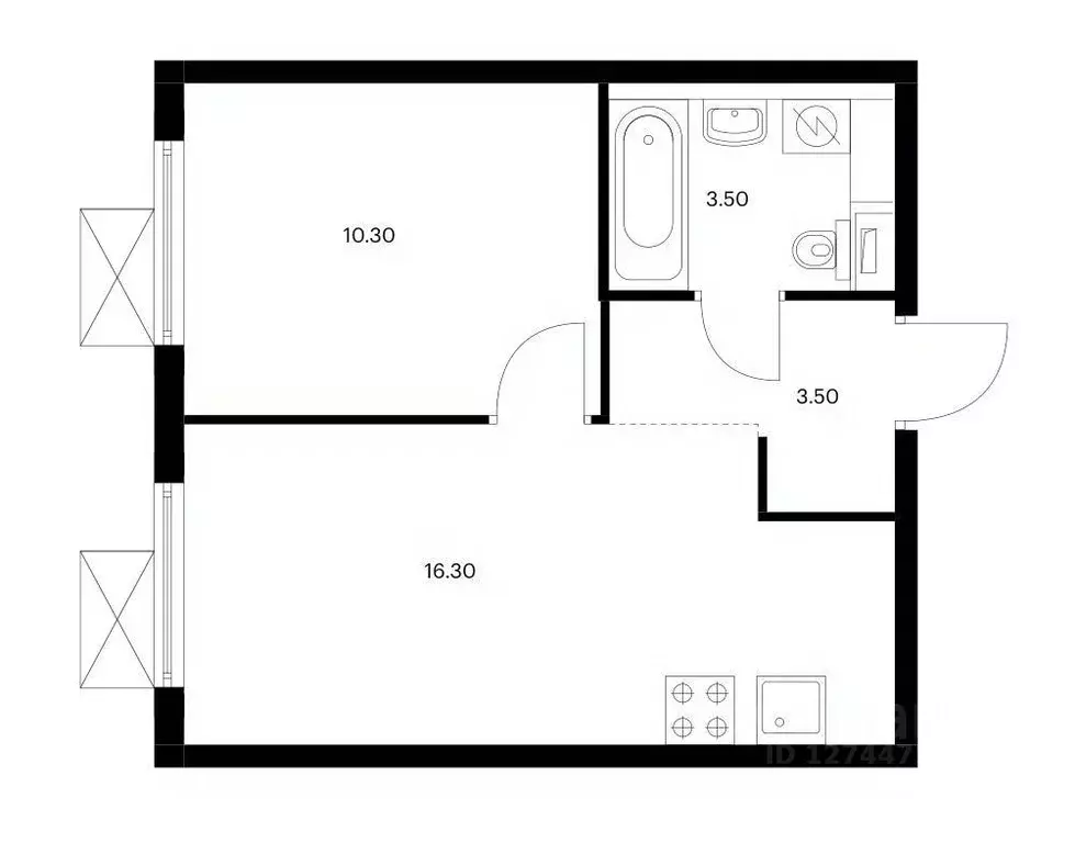 1-к кв. Москва ул. Братьев Бромлей, 5к2 (34.0 м) - Фото 2