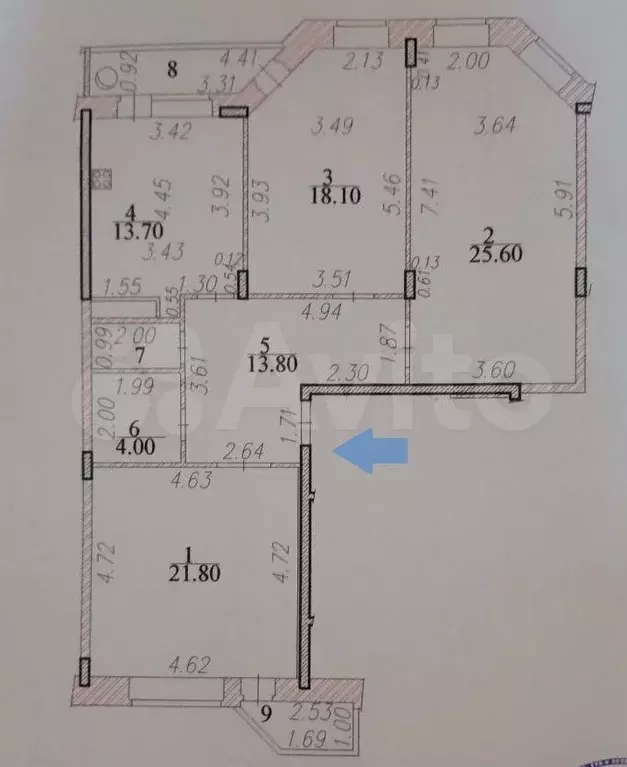 3-к. квартира, 98,5 м, 6/10 эт. - Фото 0