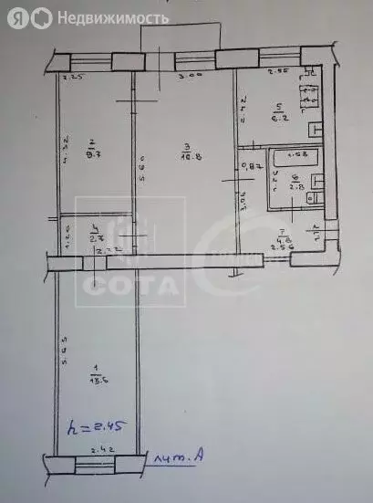 3-комнатная квартира: Воронеж, Кольцовская улица, 27 (56.6 м) - Фото 1