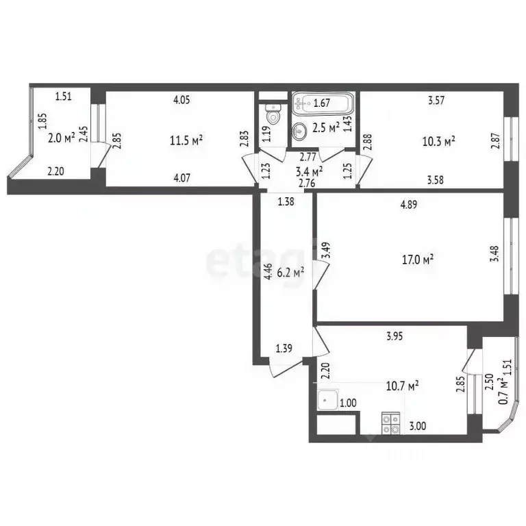 3-к кв. Тамбовская область, Тамбов ул. Рылеева, 98 (62.6 м) - Фото 1