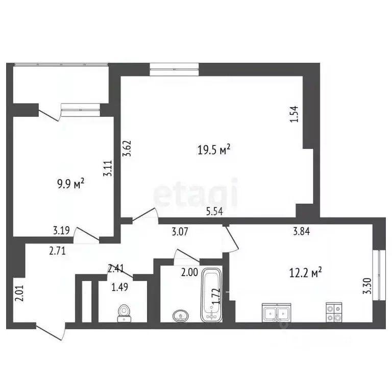 2-к кв. Москва Кантемировская ул., 41к1 (57.7 м) - Фото 2