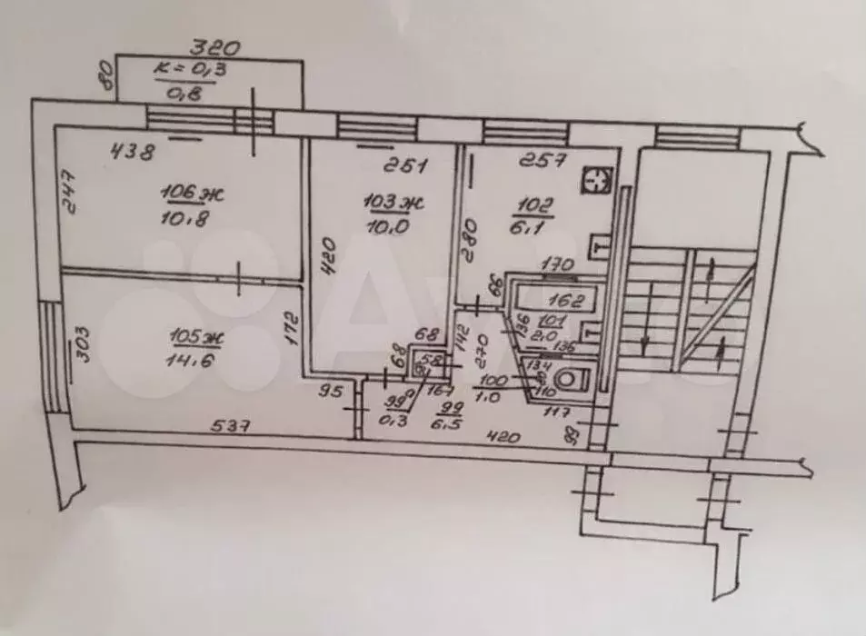 3-к. квартира, 52 м, 2/5 эт. - Фото 0