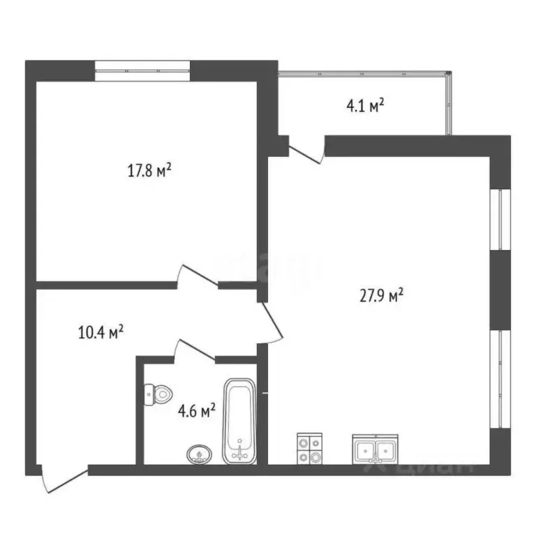 2-к кв. Тюменская область, Тюмень ул. Игоря Комиссарова, 6 (58.91 м) - Фото 2