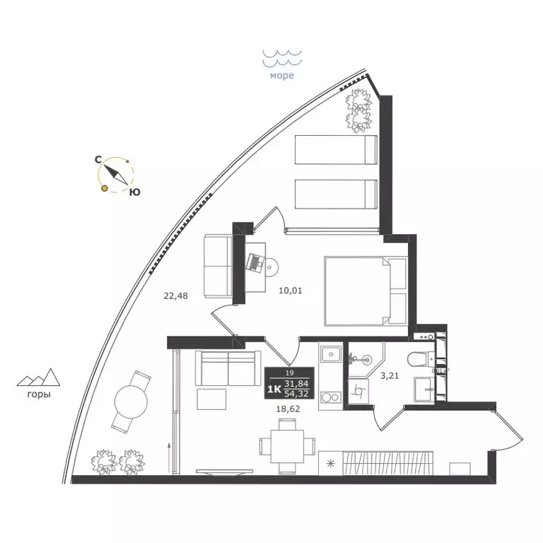 1-комнатная квартира: Республика Крым, муниципальный округ Алушта, ... - Фото 1