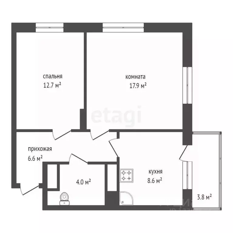 2-к кв. Красноярский край, Красноярск Свободный просп., 66Р (50.9 м) - Фото 1