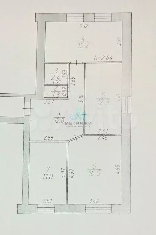 3-к. квартира, 71,5 м, 2/3 эт. - Фото 0