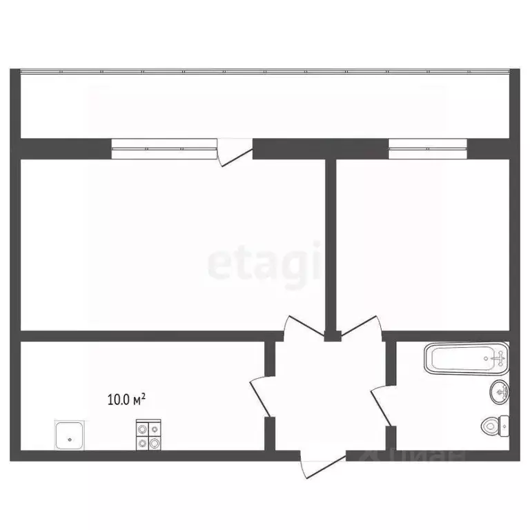 2-к кв. Тюменская область, Тюмень ул. 30 лет Победы, 77 (30.0 м) - Фото 2