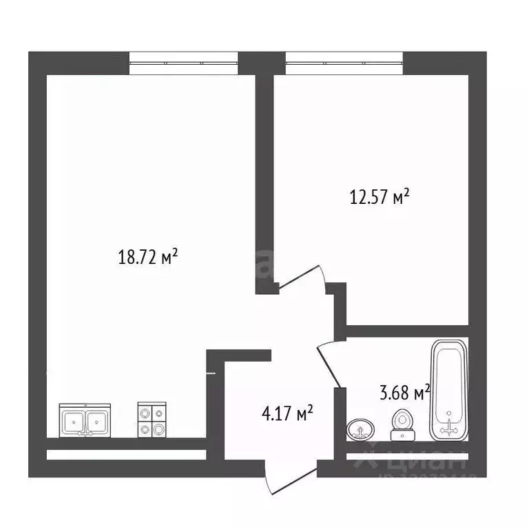 1-к кв. Тюменская область, Тюмень ул. Николая Машарова, 4 (39.3 м) - Фото 1