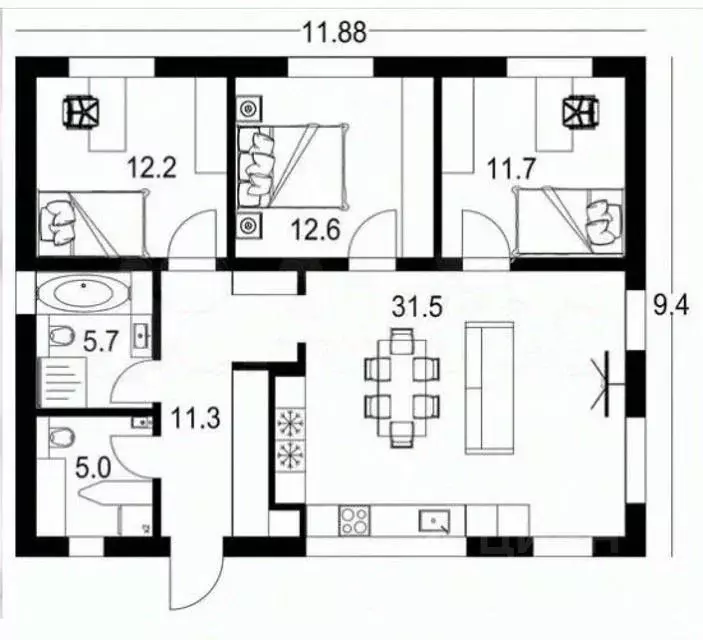 Дом в Томская область, Томский район, Деревня Петровский уч ул. ... - Фото 2