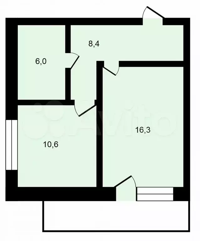 1-к. квартира, 41,3 м, 5/6 эт. - Фото 0