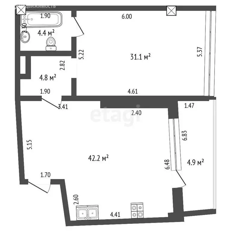 2-комнатная квартира: Республика Крым, муниципальный округ Ялта, ... - Фото 0