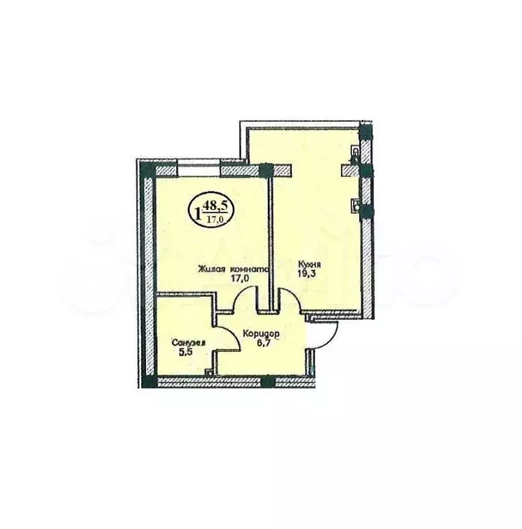 1-к. квартира, 48,1 м, 1/4 эт. - Фото 0