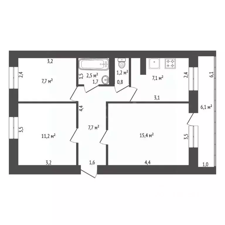 3-к кв. Башкортостан, Давлеканово Высоковольтная ул., 16 (52.8 м) - Фото 2