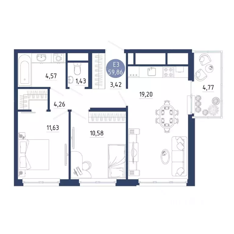2-к кв. Рязанская область, Рязанский муниципальный округ, с. Дядьково ... - Фото 1