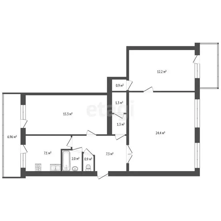3-комнатная квартира: Севастополь, улица Ленина, 22 (72.7 м) - Фото 1