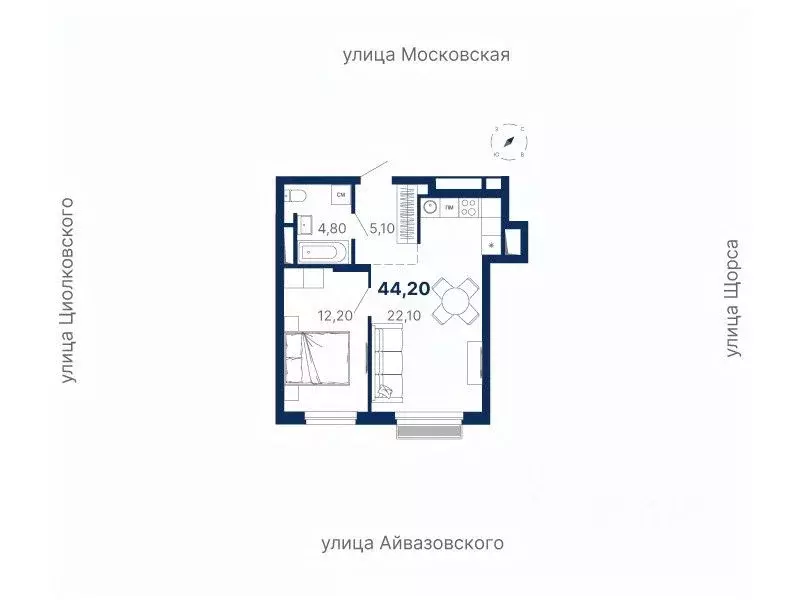 1-к кв. Свердловская область, Екатеринбург ул. Московская, 249/2 (44.2 ... - Фото 0