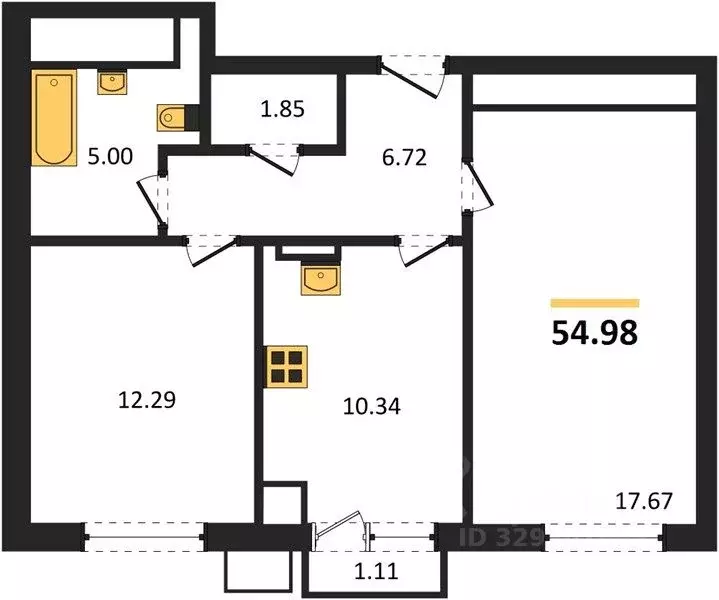 2-к кв. Крым, Симферопольский район, Гвардейское пгт ул. Курганная ... - Фото 1
