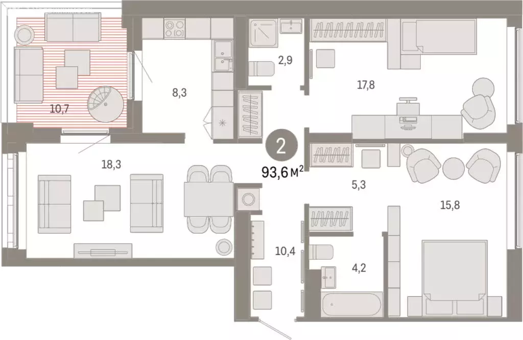 2-комнатная квартира: Екатеринбург, улица Гастелло, 19А (93.61 м) - Фото 1