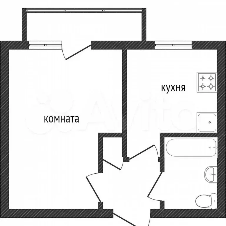 1-к. квартира, 27,7 м, 9/9 эт. - Фото 0