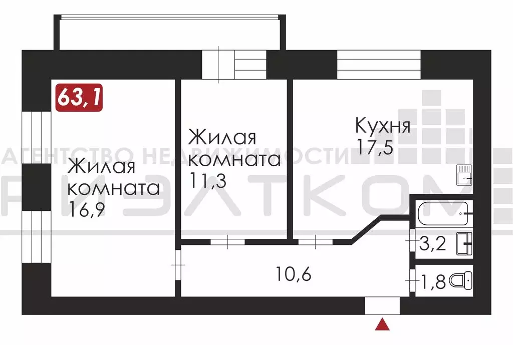 2-комнатная квартира: Благовещенск, Партизанская улица, 43 (63 м) - Фото 0