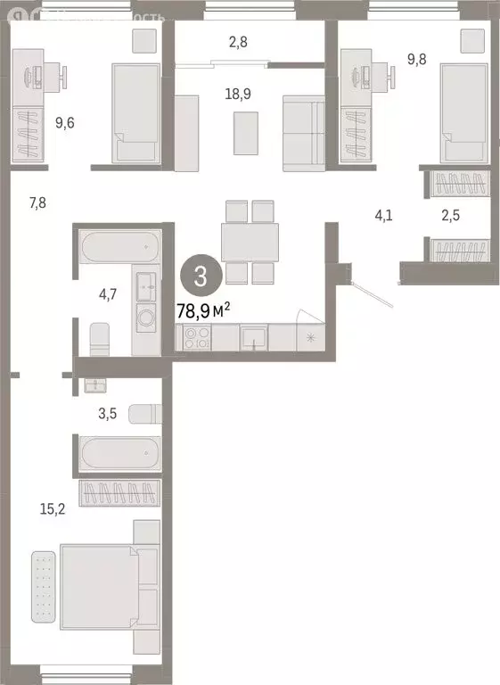 3-комнатная квартира: Новосибирск, Большевистская улица, с49 (78.88 м) - Фото 0