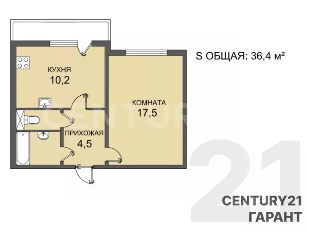 1-к кв. Санкт-Петербург ул. Маршала Казакова, 82к1 (36.4 м) - Фото 2