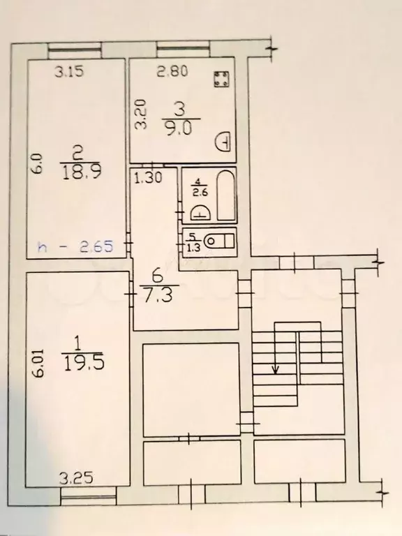 2-к. квартира, 58,6 м, 1/5 эт. - Фото 0