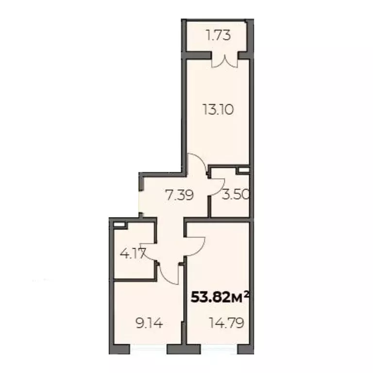 2-комнатная квартира: Адыгейск, ЖК Центральный Двор (53.82 м) - Фото 1