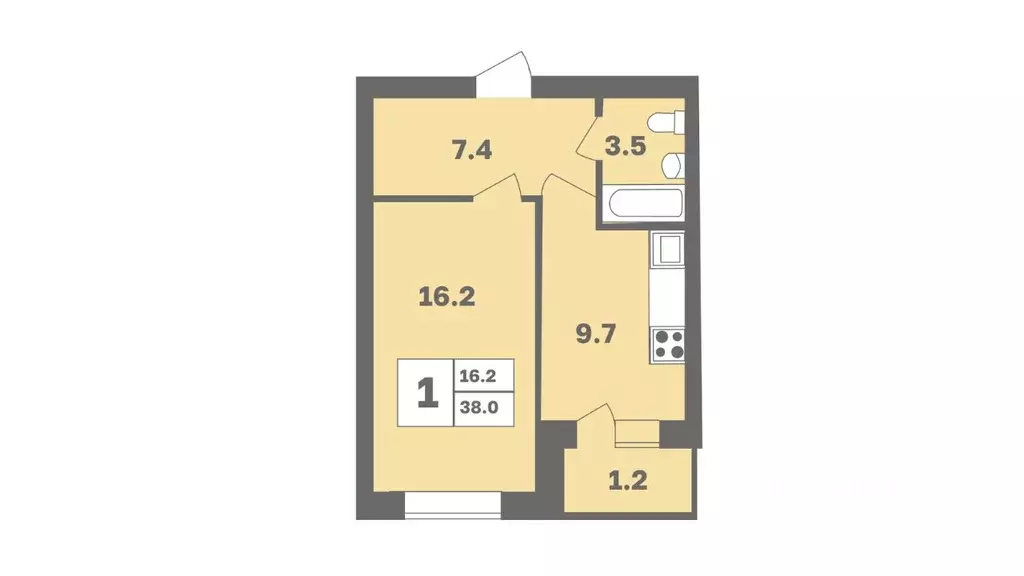 1-к кв. Башкортостан, Уфа Дагестанская ул., лит13 (38.0 м) - Фото 1