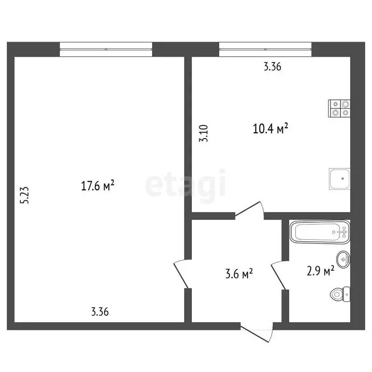 1-комнатная квартира: Новый Уренгой, Таёжная улица, 52Б (34.3 м) - Фото 1