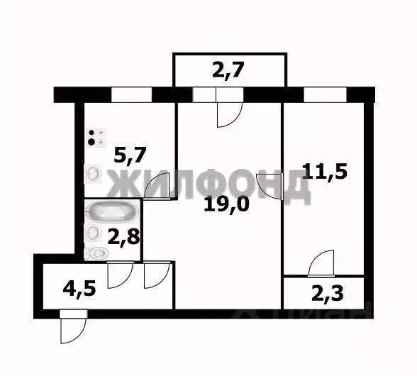 2-к кв. Хабаровский край, Хабаровск Трамвайная ул., 4 (45.8 м) - Фото 2