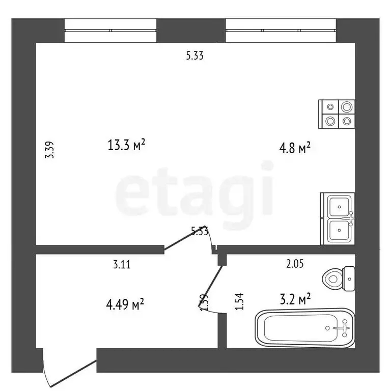 Квартира-студия: Стерлитамак, Набережная улица, 3/4 (26.2 м) - Фото 1