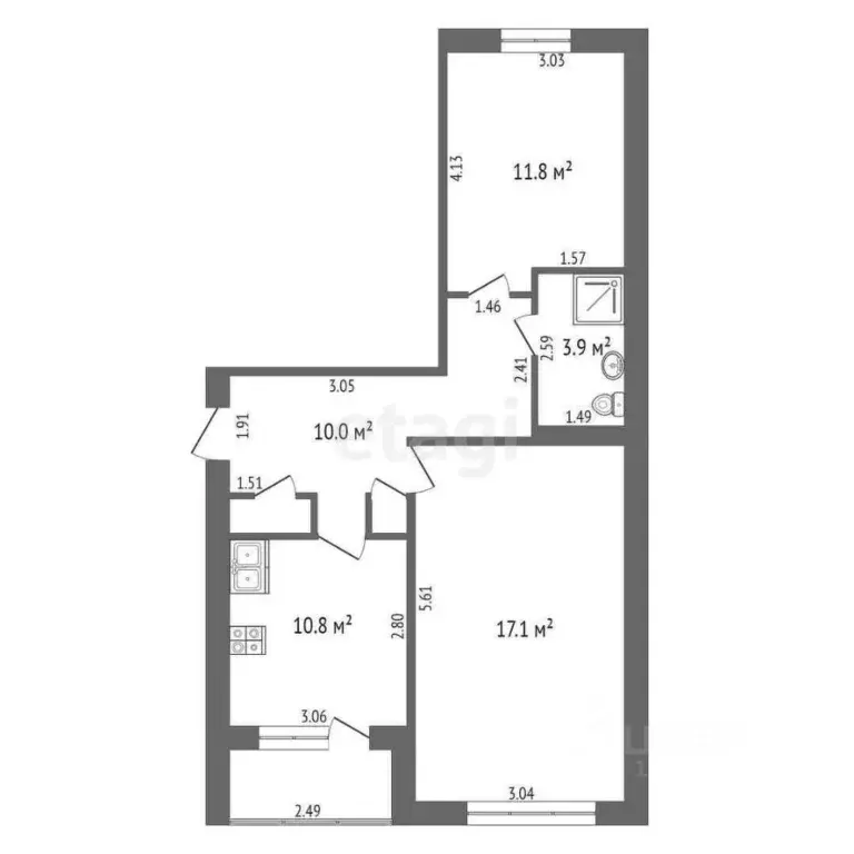 2-к кв. Ханты-Мансийский АО, Нягань 1-й мкр, 37 (54.8 м) - Фото 1