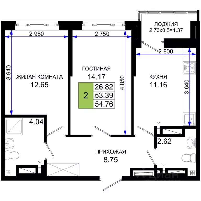 2-к кв. Ростовская область, Ростов-на-Дону Элеваторный пер., 6/2А ... - Фото 0