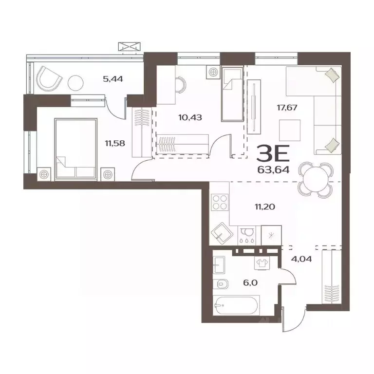 2-к кв. Приморский край, Владивосток ул. Слуцкого, 5А (63.64 м) - Фото 1