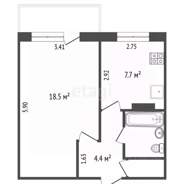 1-к кв. Вологодская область, Вологда Поселковый пер., 7 (35.0 м) - Фото 2