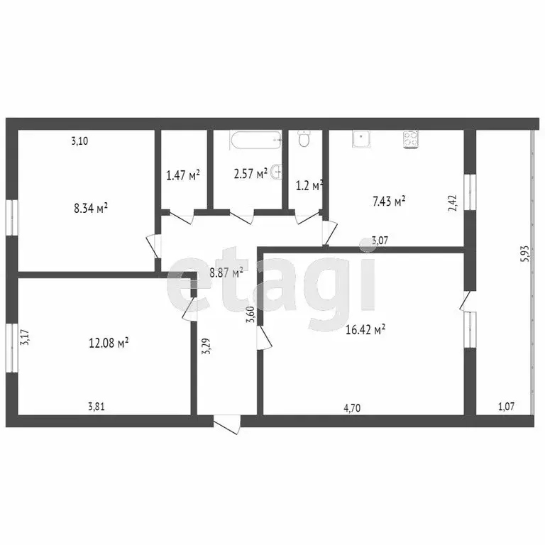 3-комнатная квартира: Ульяновск, проспект Гая, 80 (62.5 м) - Фото 0