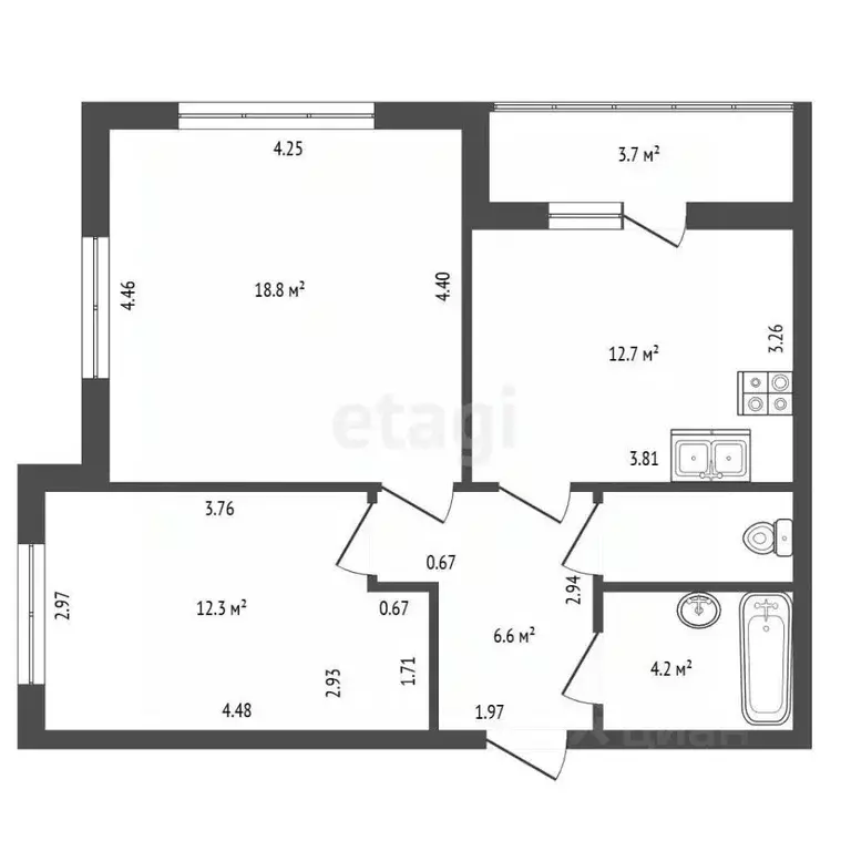 2-к кв. Санкт-Петербург Комендантский просп., 61 (57.2 м) - Фото 2