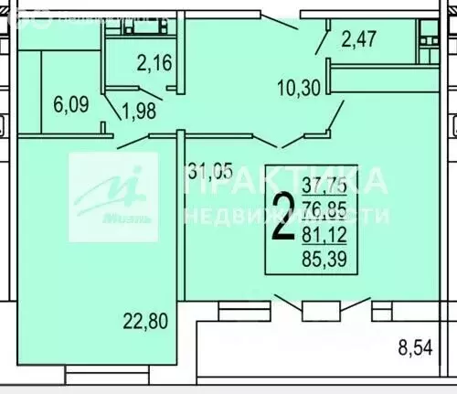 2-комнатная квартира: Москва, Новогиреевская улица, 5 (77 м) - Фото 1