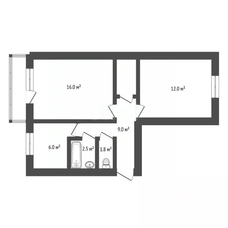 2-к кв. Амурская область, Благовещенск городской округ, с. Белогорье ... - Фото 2